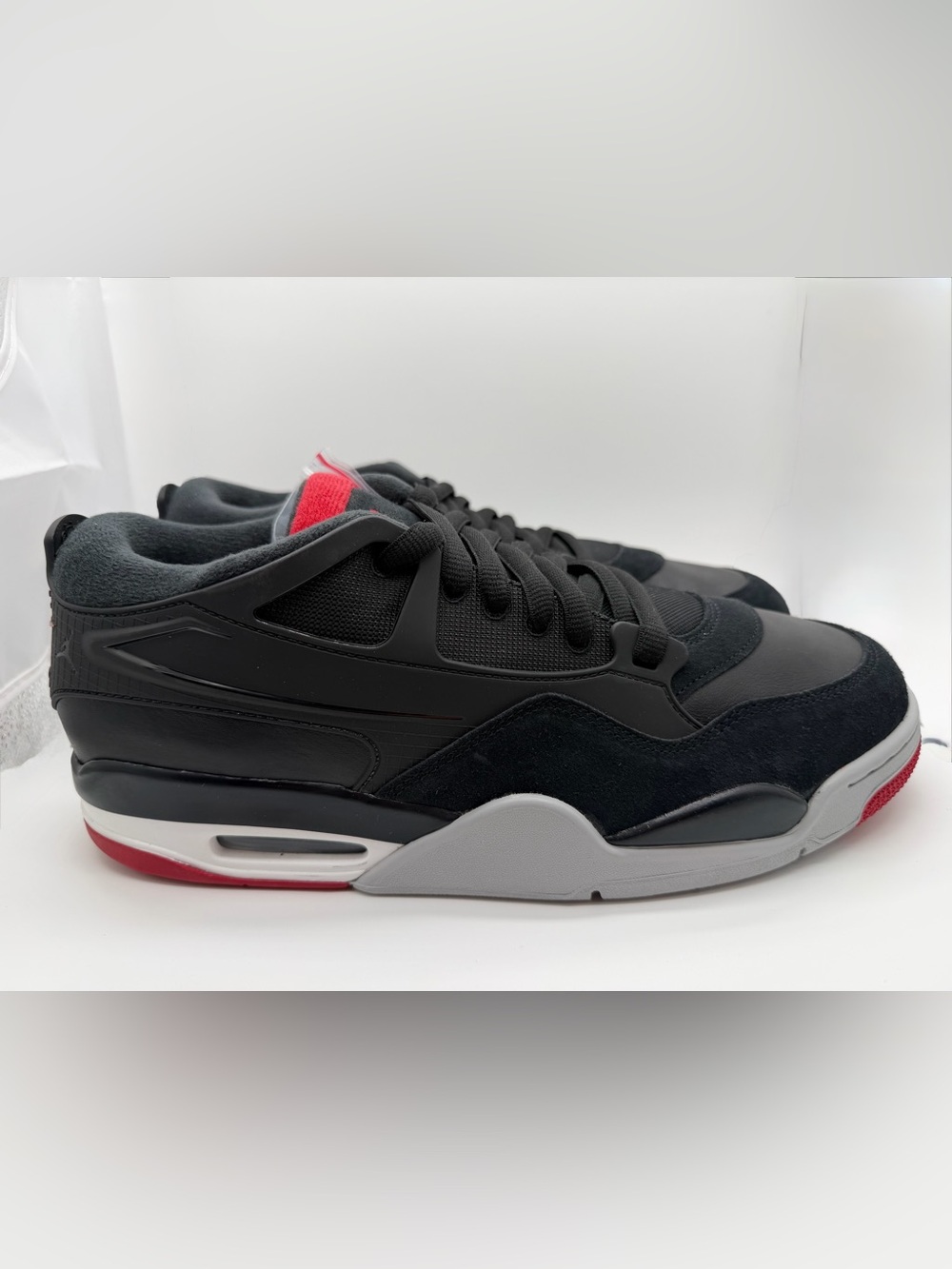 NEW!!! Air Jordan 4 RM Black with varsity Red Accent Men's Sneakers